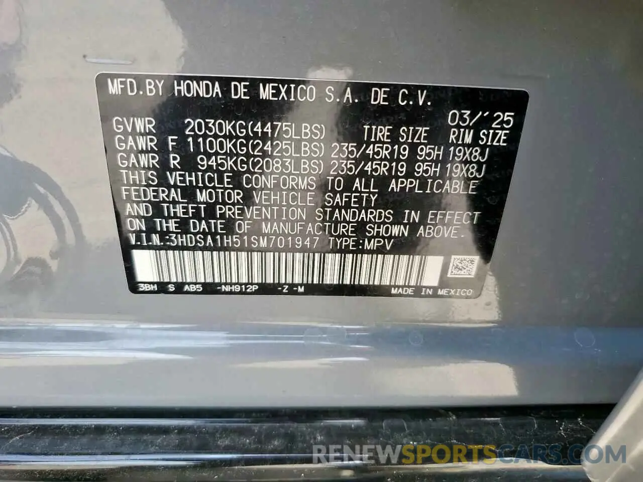 14 Photograph of a damaged car 3HDSA1H51SM701947 ACURA ADX A-SPEC 2025