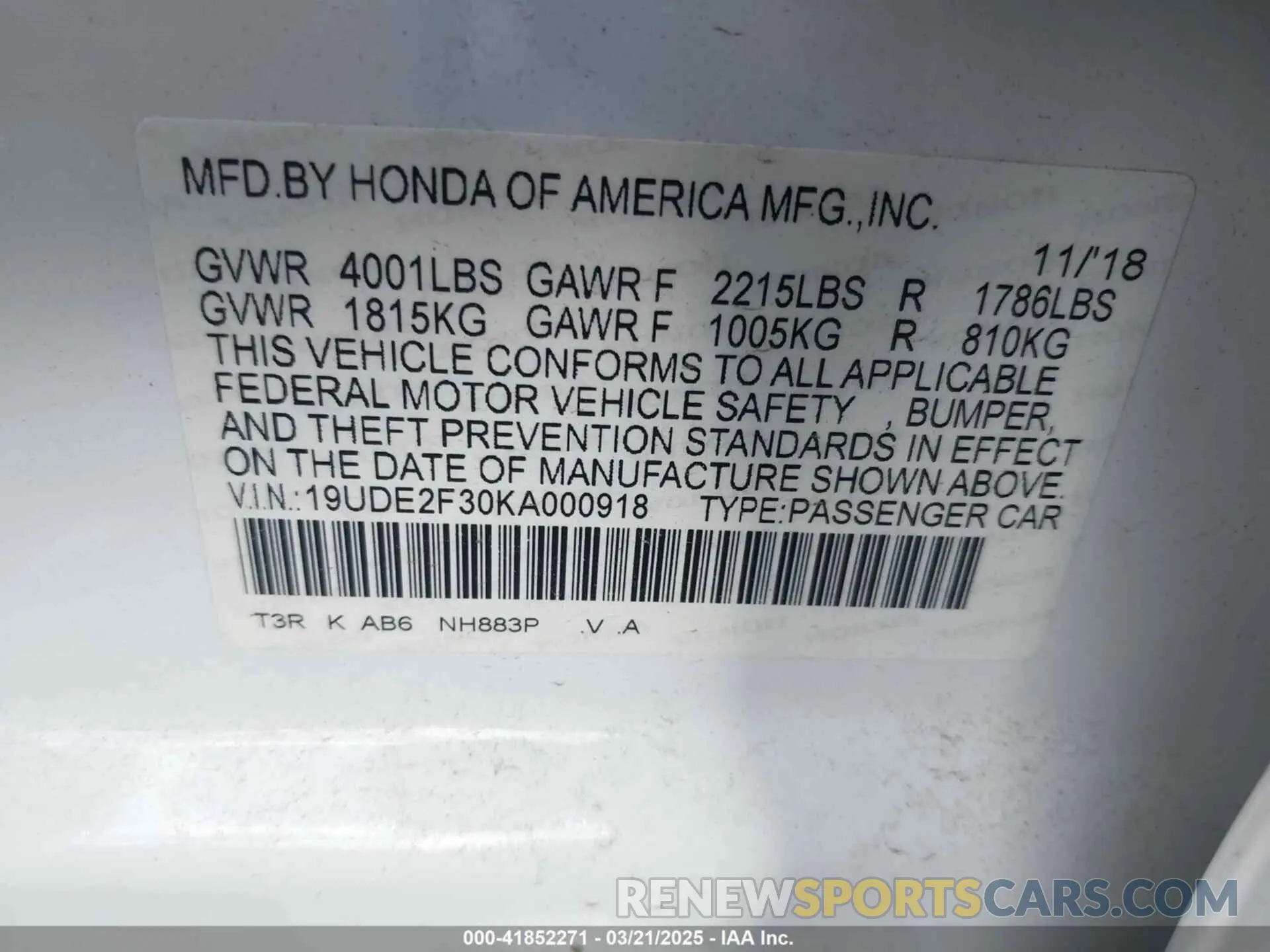 9 Photograph of a damaged car 19UDE2F30KA000918 ACURA ILX 2019