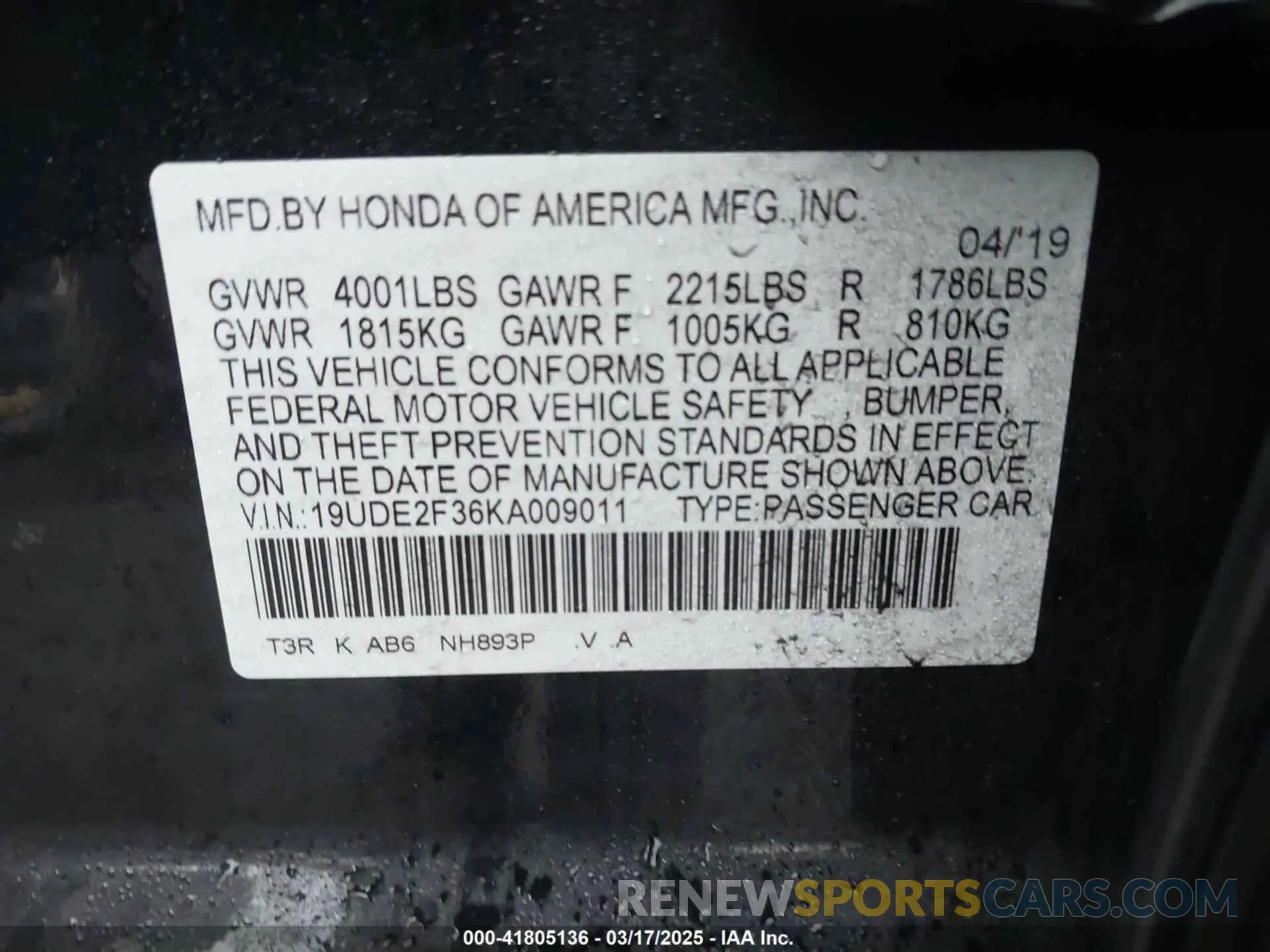 9 Photograph of a damaged car 19UDE2F36KA009011 ACURA ILX 2019