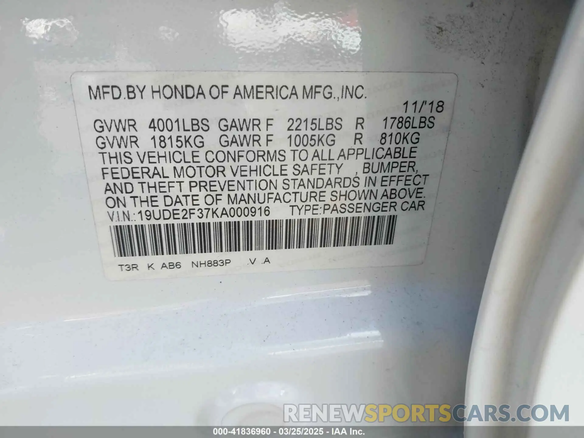 9 Photograph of a damaged car 19UDE2F37KA000916 ACURA ILX 2019