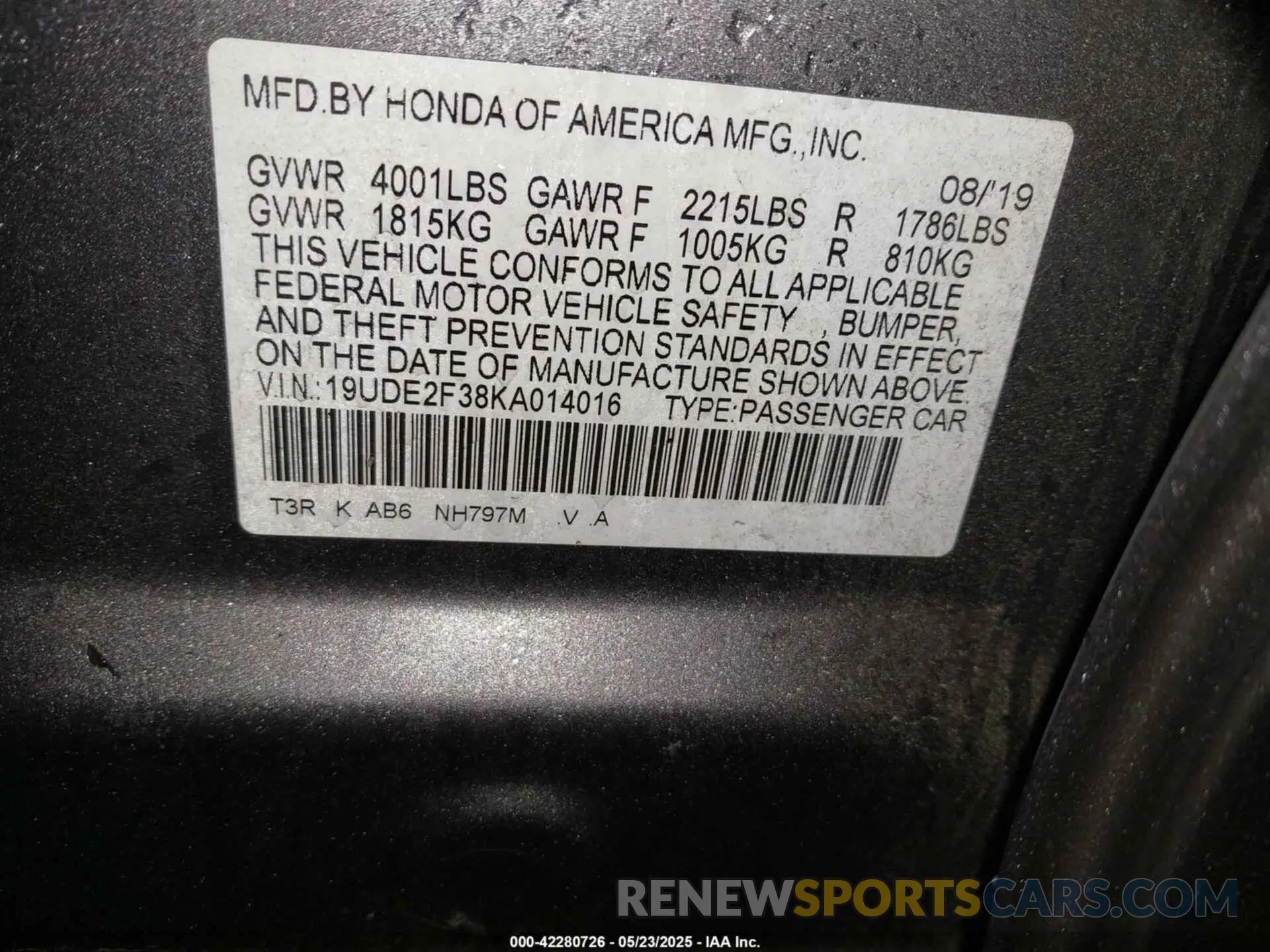 9 Photograph of a damaged car 19UDE2F38KA014016 ACURA ILX 2019