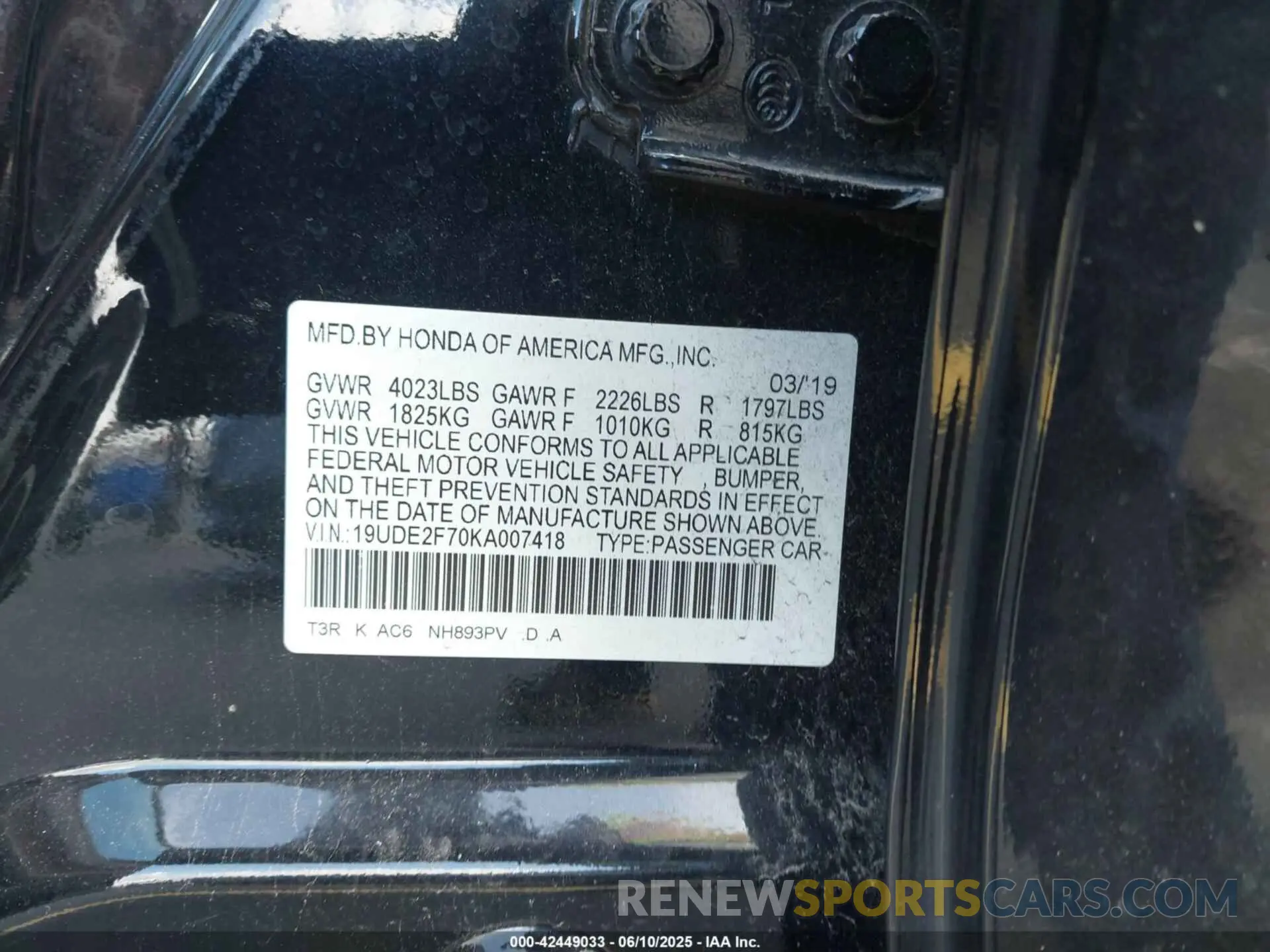 9 Photograph of a damaged car 19UDE2F70KA007418 ACURA ILX 2019