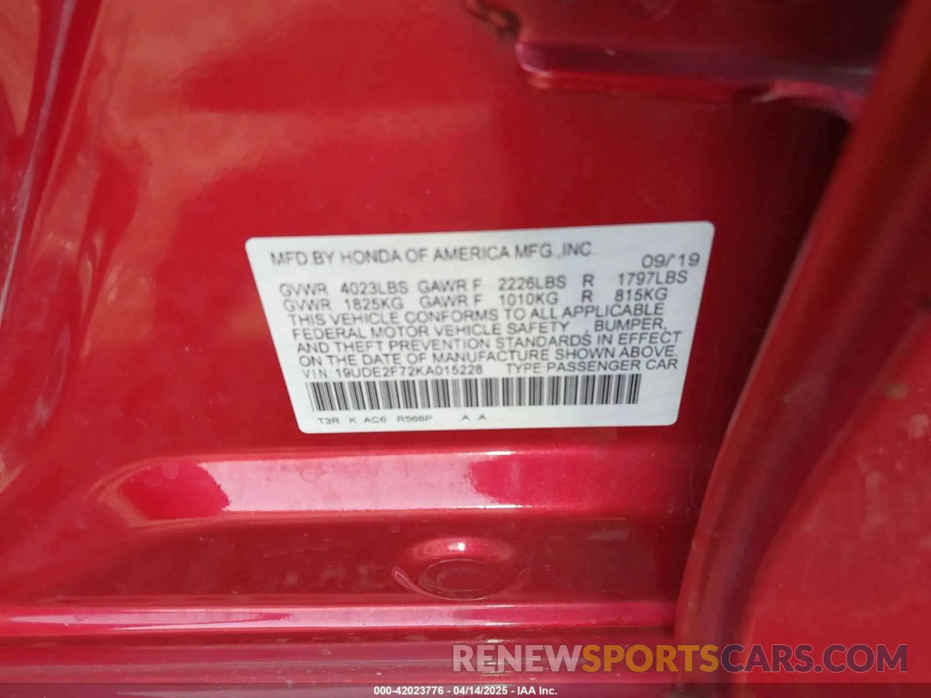 9 Photograph of a damaged car 19UDE2F72KA015228 ACURA ILX 2019