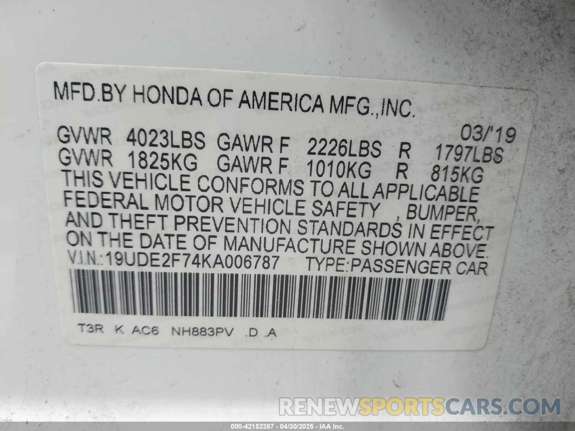 9 Photograph of a damaged car 19UDE2F74KA006787 ACURA ILX 2019