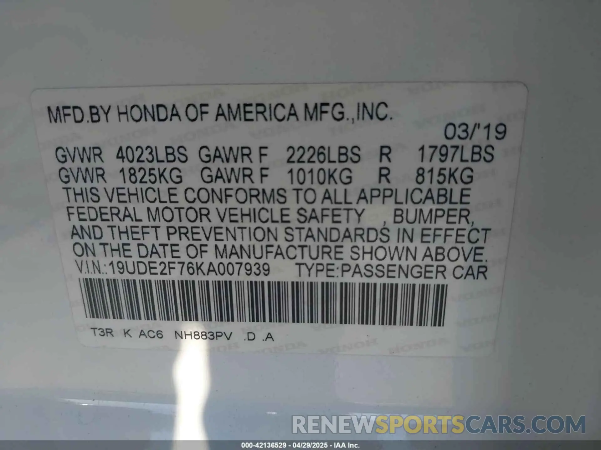 9 Photograph of a damaged car 19UDE2F76KA007939 ACURA ILX 2019