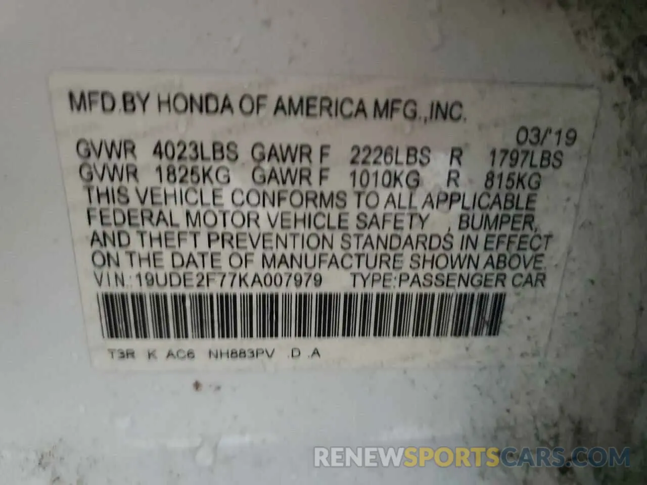 13 Photograph of a damaged car 19UDE2F77KA007979 ACURA ILX 2019