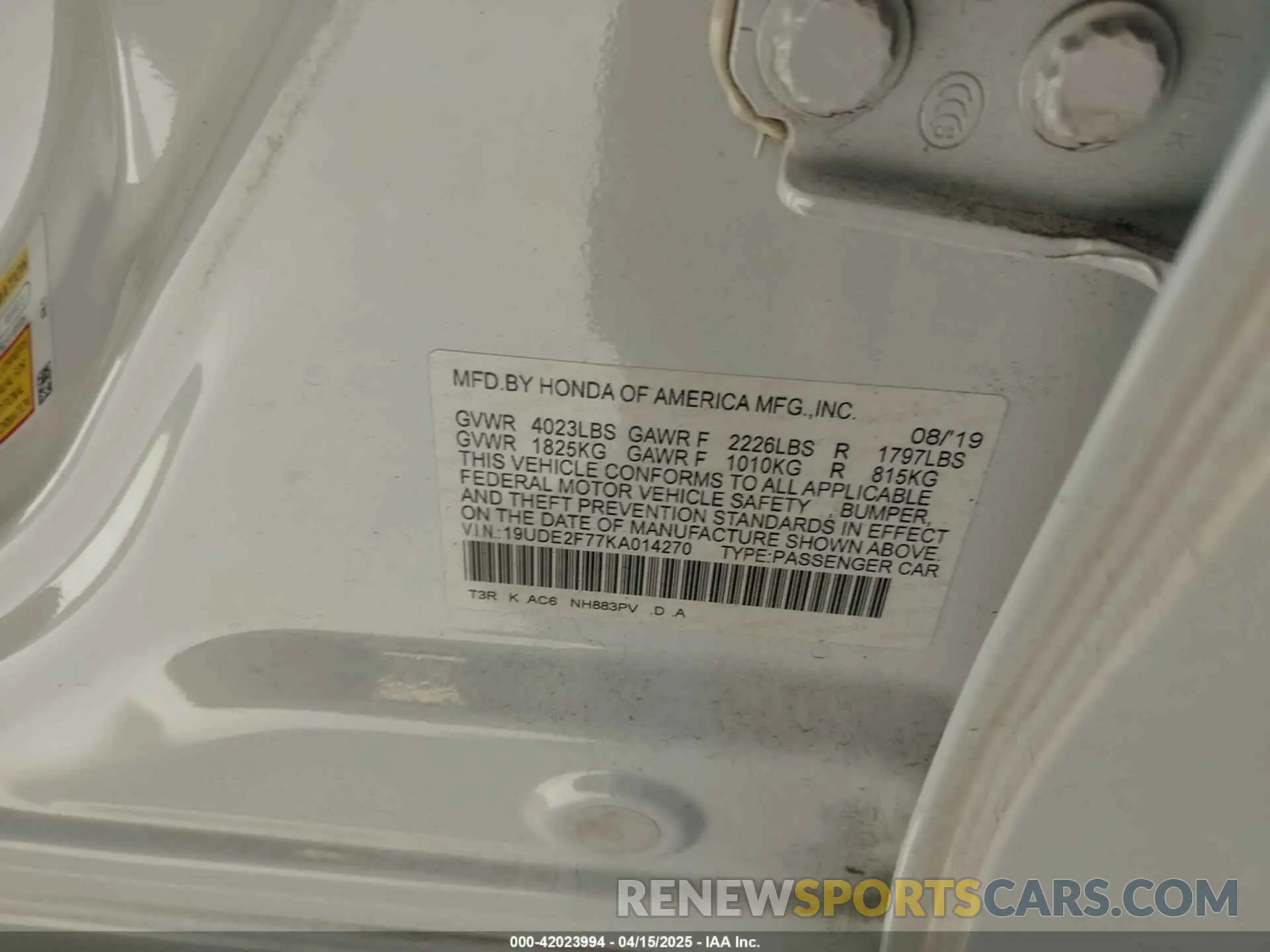 9 Photograph of a damaged car 19UDE2F77KA014270 ACURA ILX 2019
