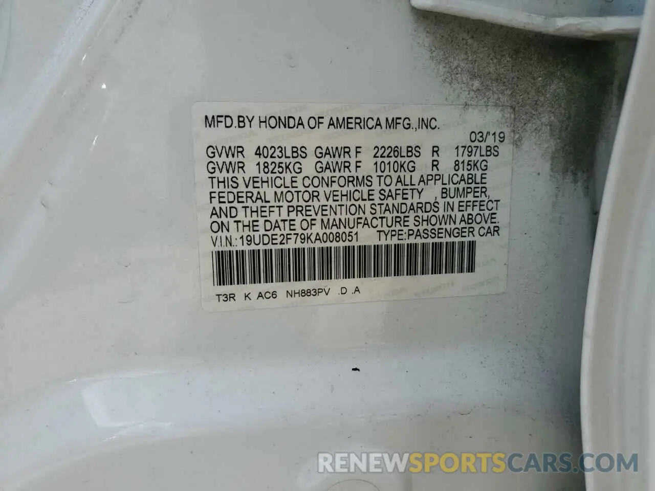 13 Photograph of a damaged car 19UDE2F79KA008051 ACURA ILX 2019