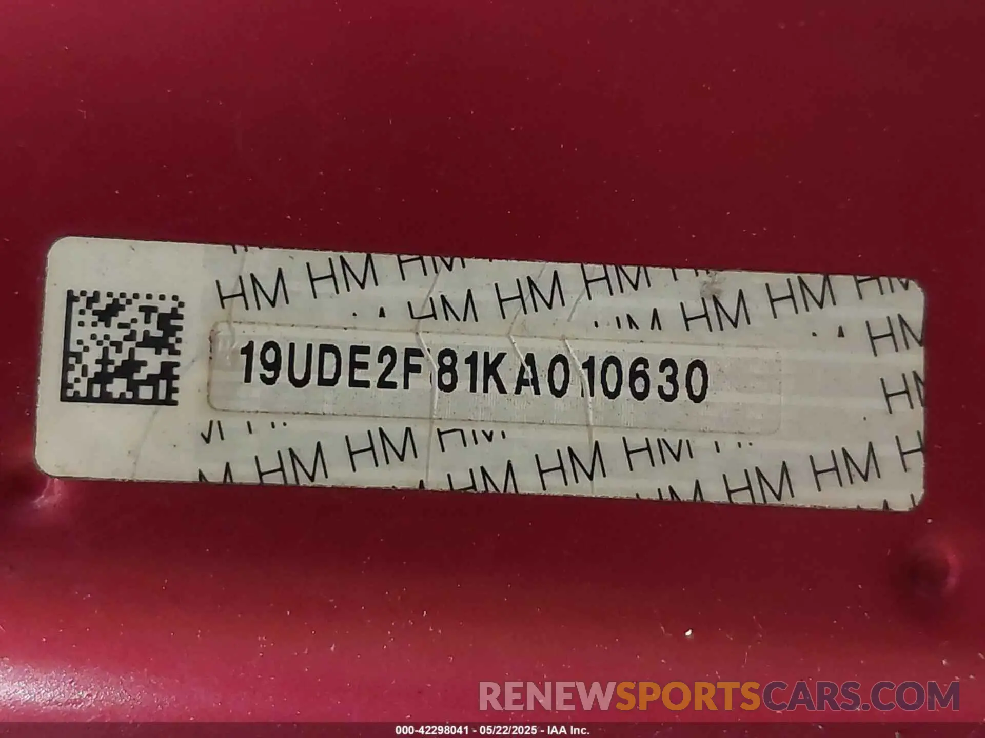19 Photograph of a damaged car 19UDE2F81KA010630 ACURA ILX 2019
