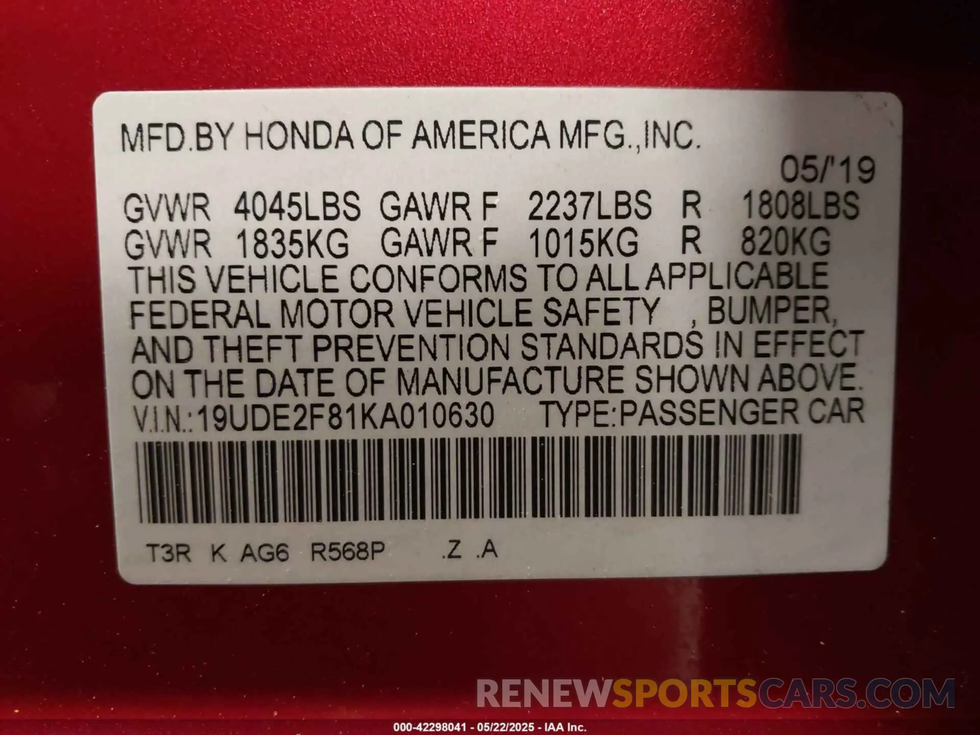 9 Photograph of a damaged car 19UDE2F81KA010630 ACURA ILX 2019