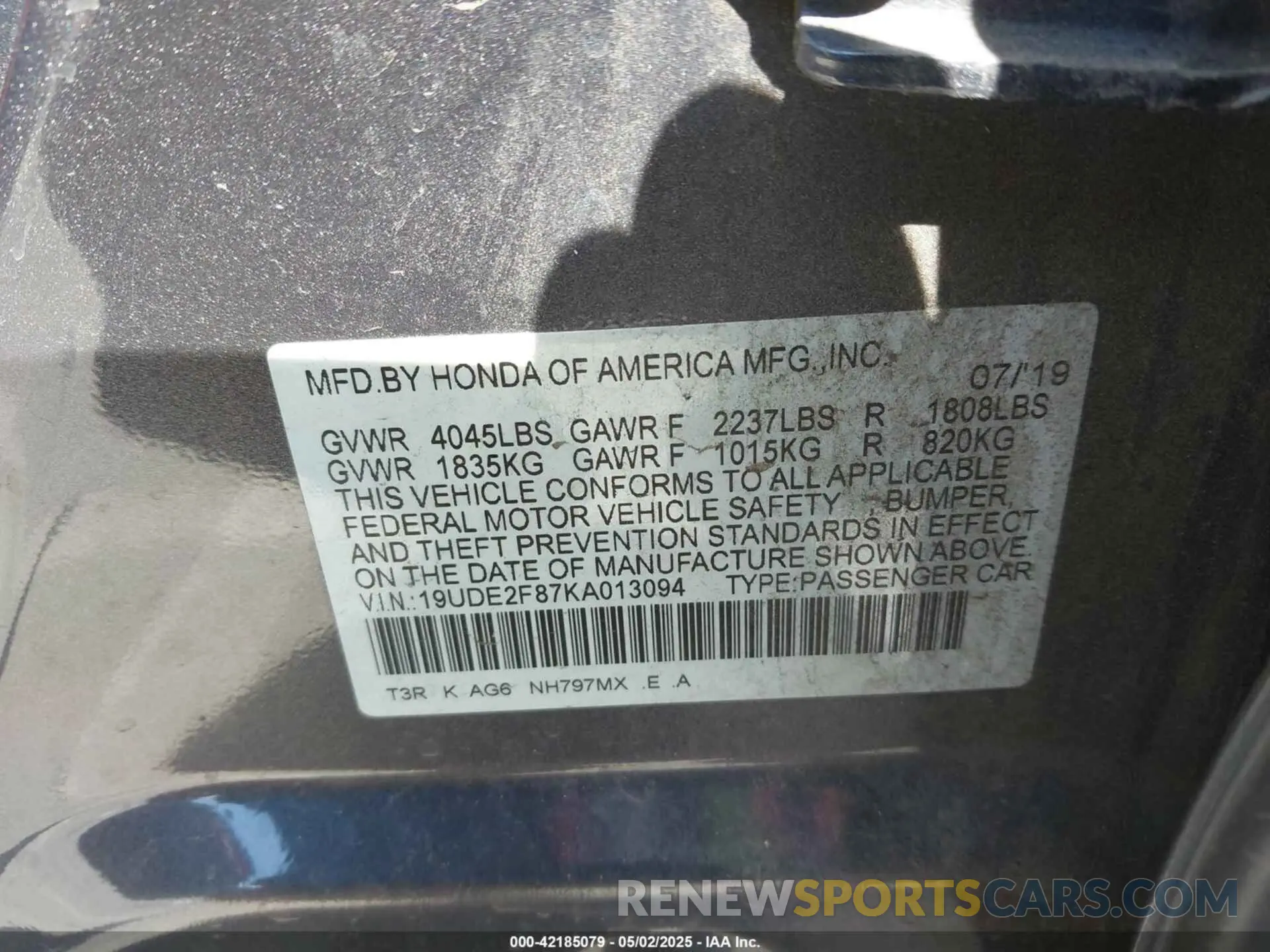 9 Photograph of a damaged car 19UDE2F87KA013094 ACURA ILX 2019
