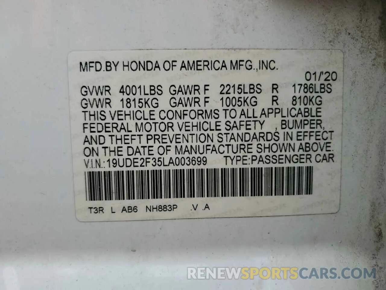 12 Photograph of a damaged car 19UDE2F35LA003699 ACURA ILX 2020
