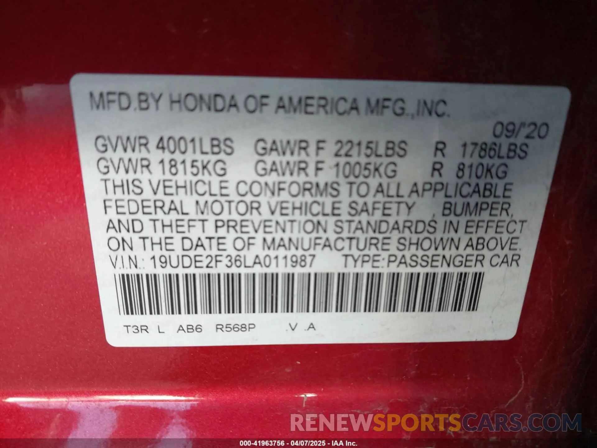 9 Photograph of a damaged car 19UDE2F36LA011987 ACURA ILX 2020
