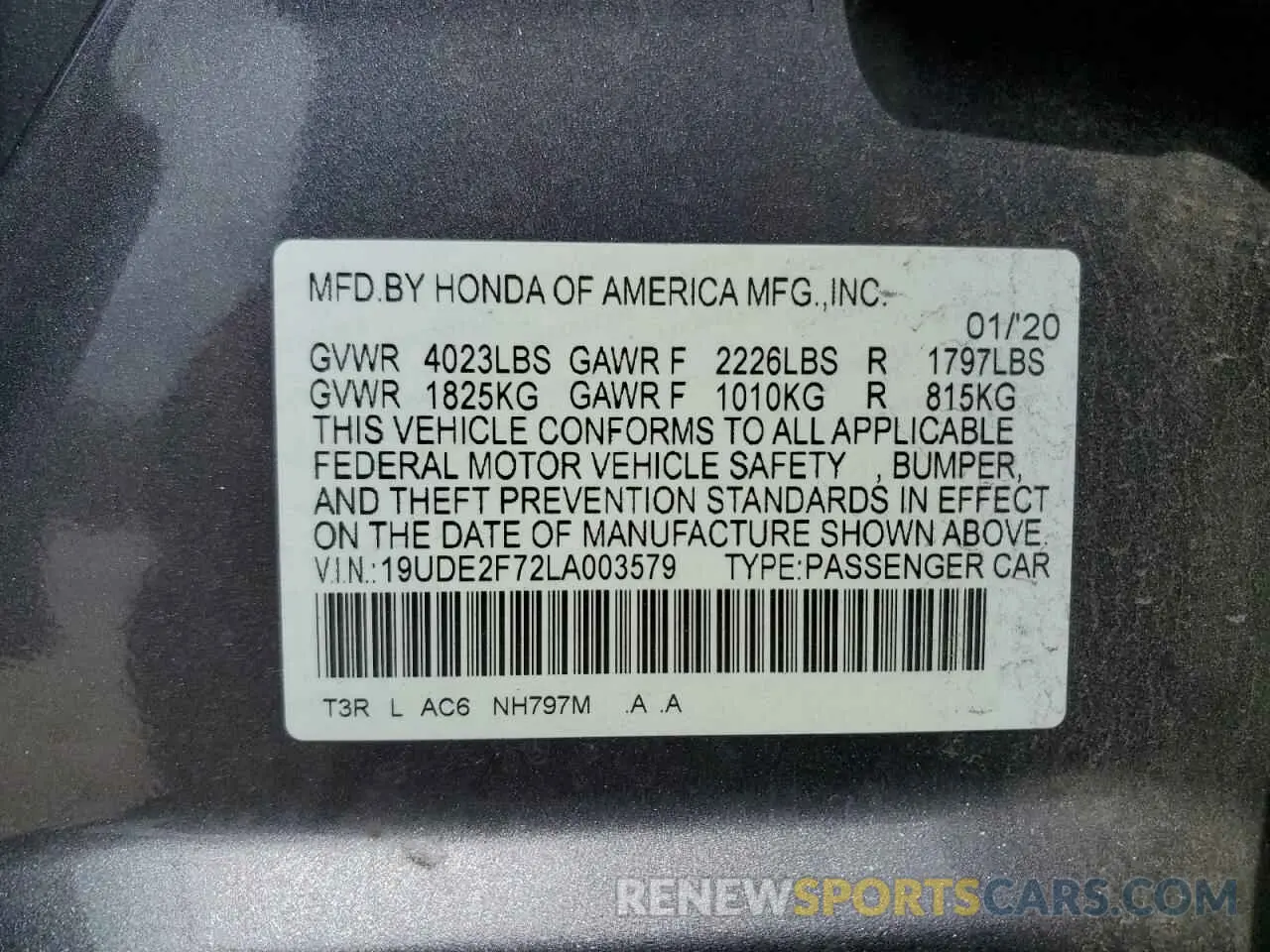 14 Photograph of a damaged car 19UDE2F72LA003579 ACURA ILX 2020