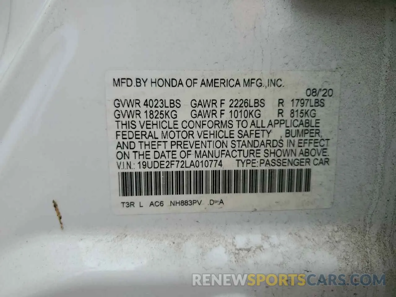 12 Photograph of a damaged car 19UDE2F72LA010774 ACURA ILX 2020