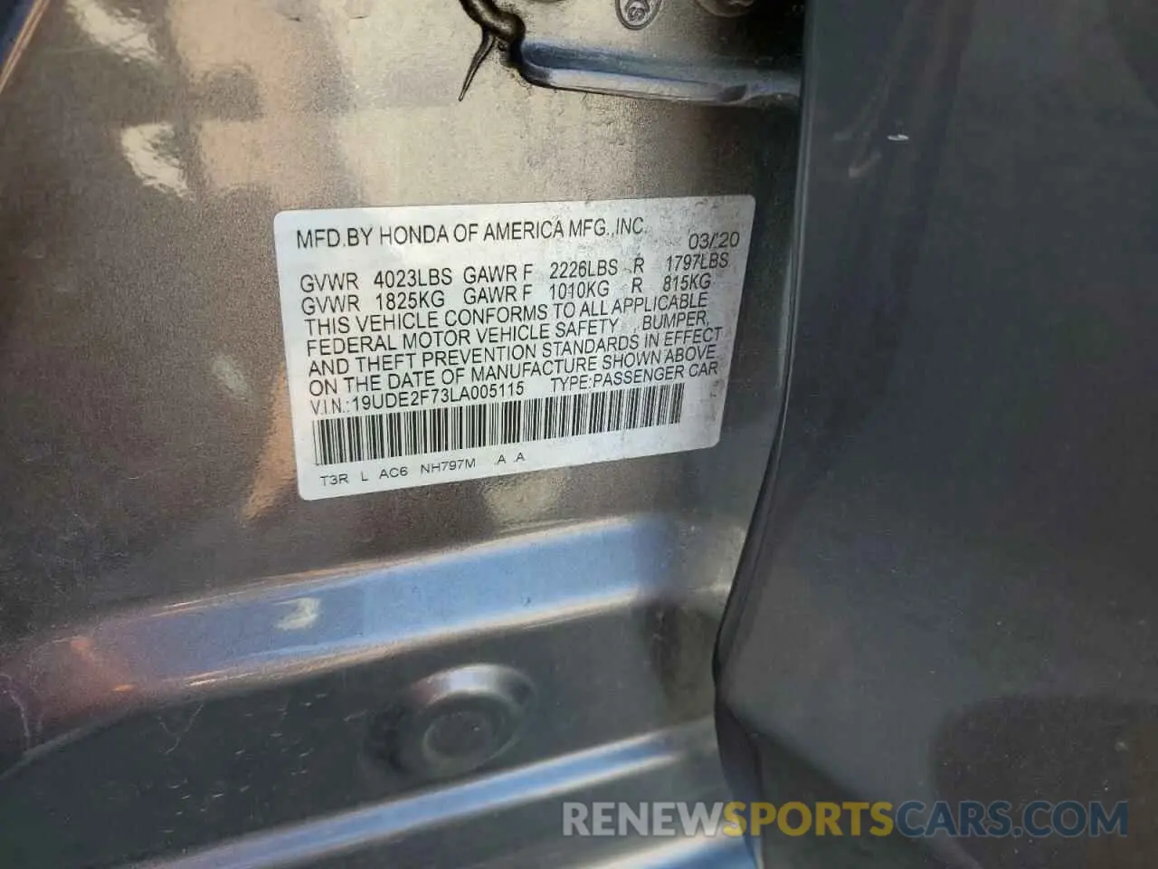 12 Photograph of a damaged car 19UDE2F73LA005115 ACURA ILX 2020