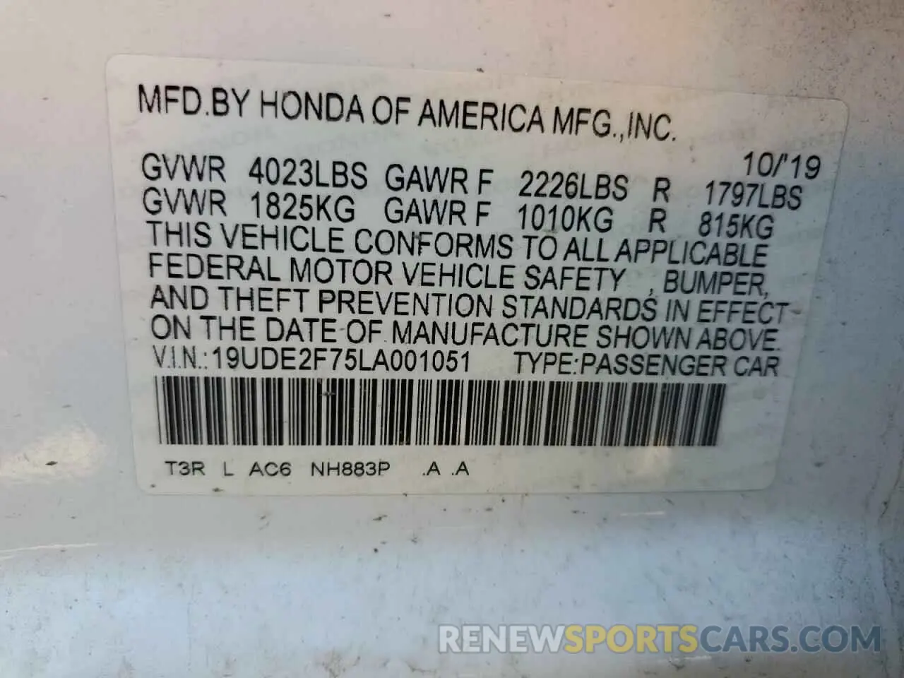 12 Photograph of a damaged car 19UDE2F75LA001051 ACURA ILX 2020