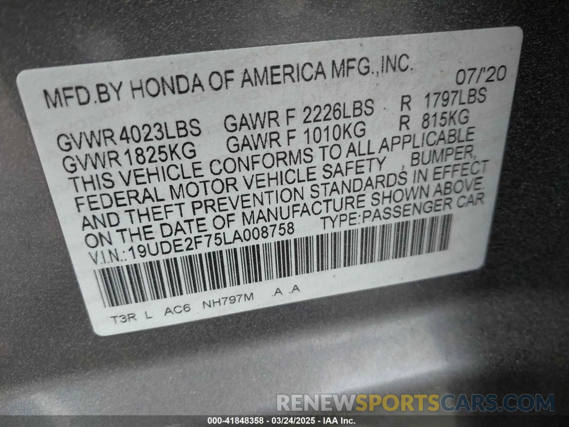 9 Photograph of a damaged car 19UDE2F75LA008758 ACURA ILX 2020