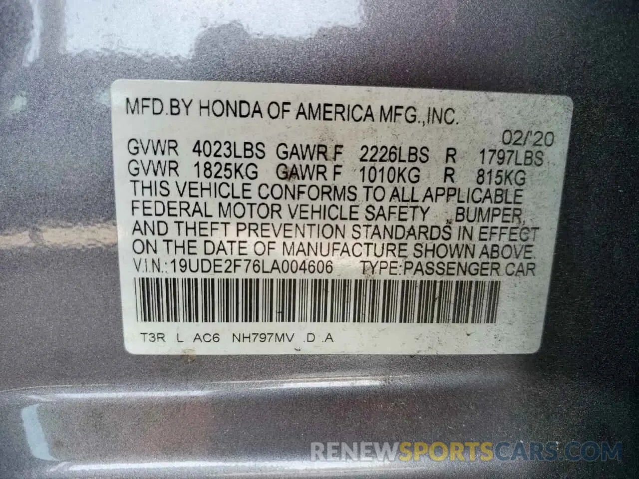 12 Photograph of a damaged car 19UDE2F76LA004606 ACURA ILX 2020