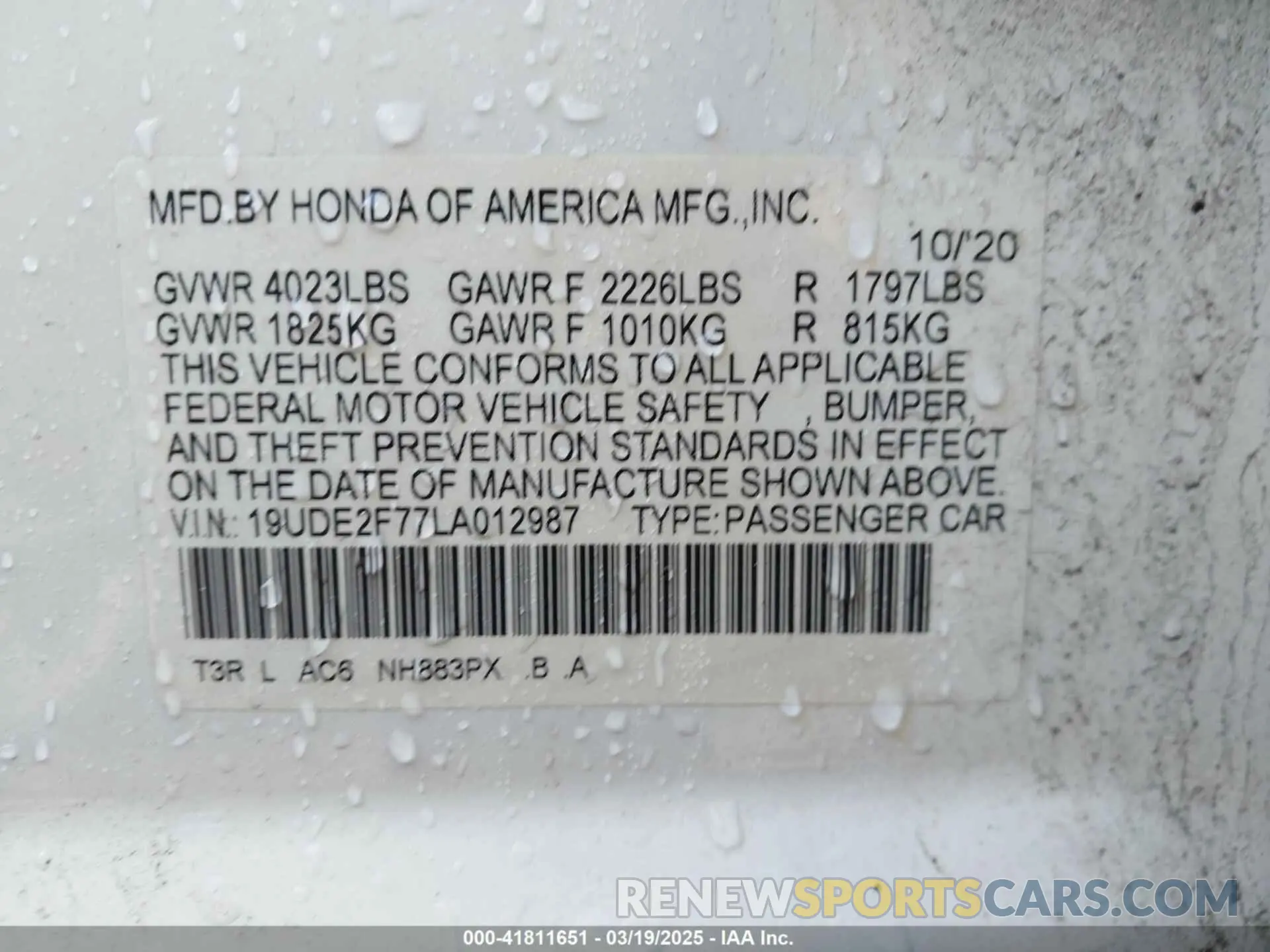 9 Photograph of a damaged car 19UDE2F77LA012987 ACURA ILX 2020