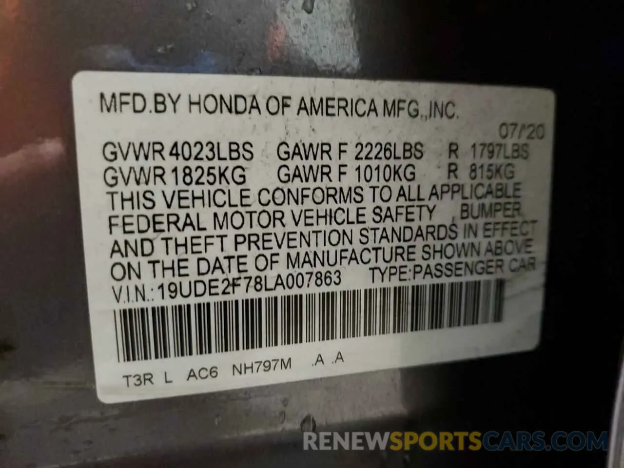 13 Photograph of a damaged car 19UDE2F78LA007863 ACURA ILX 2020