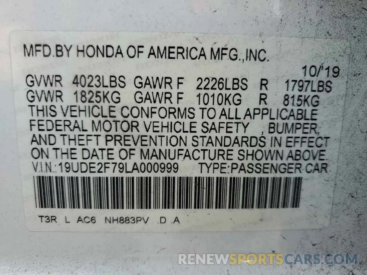13 Photograph of a damaged car 19UDE2F79LA000999 ACURA ILX 2020