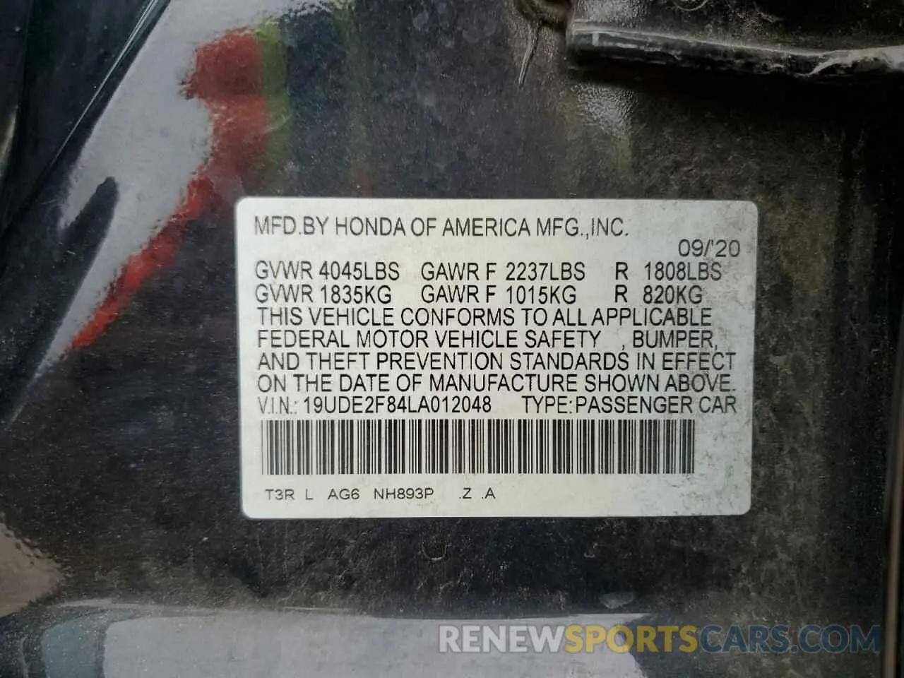 13 Photograph of a damaged car 19UDE2F84LA012048 ACURA ILX 2020