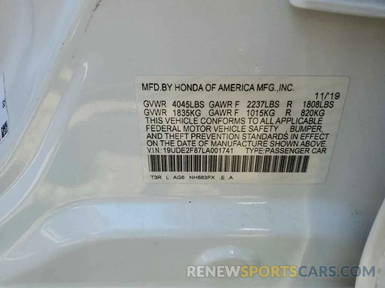 12 Photograph of a damaged car 19UDE2F87LA001741 ACURA ILX 2020