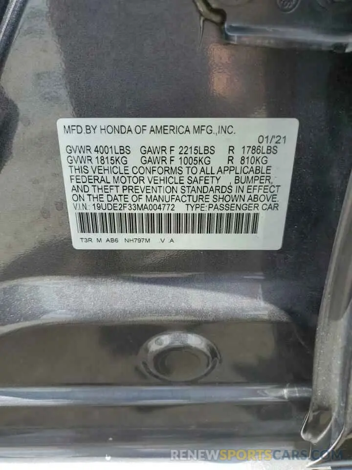 12 Photograph of a damaged car 19UDE2F33MA004772 ACURA ILX 2021