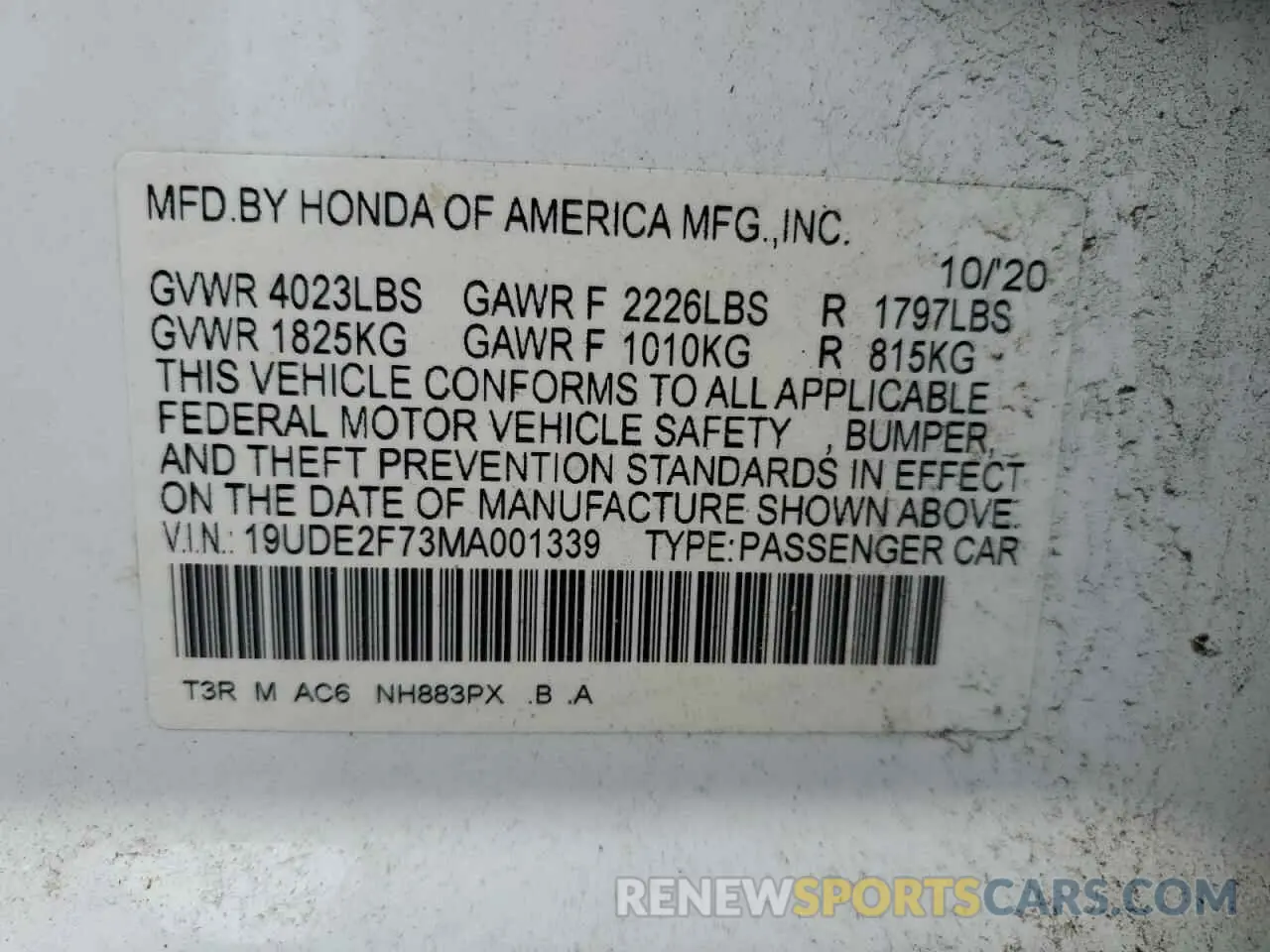 12 Photograph of a damaged car 19UDE2F73MA001339 ACURA ILX 2021