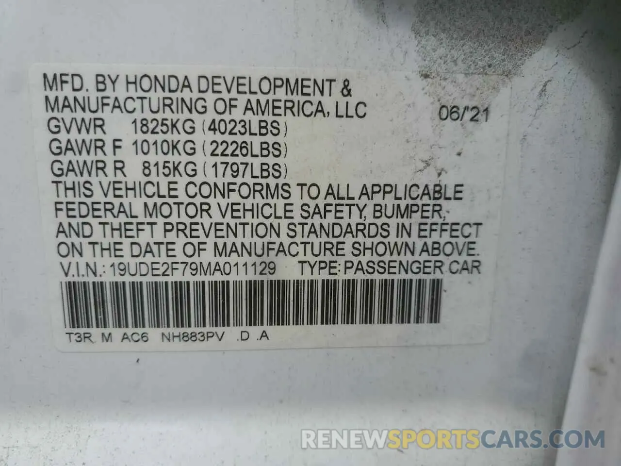 14 Photograph of a damaged car 19UDE2F79MA011129 ACURA ILX 2021