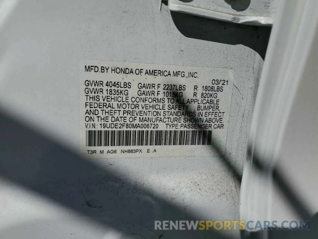 14 Photograph of a damaged car 19UDE2F80MA006720 ACURA ILX 2021