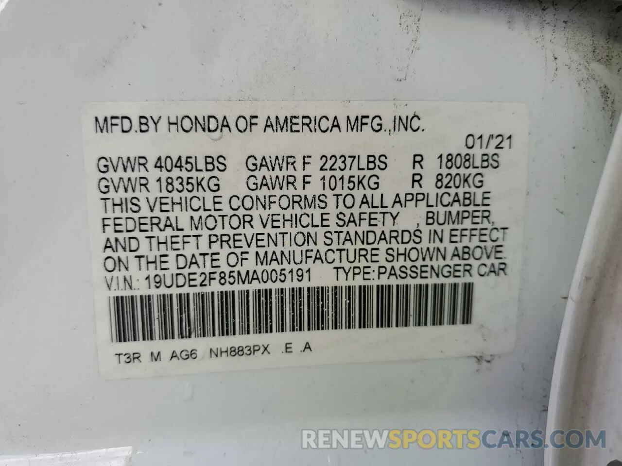 12 Photograph of a damaged car 19UDE2F85MA005191 ACURA ILX 2021
