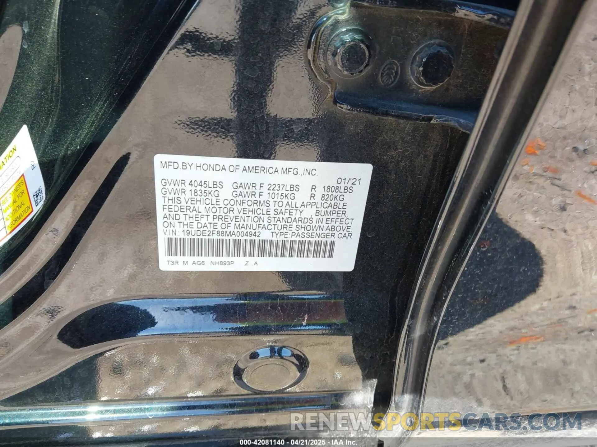 9 Photograph of a damaged car 19UDE2F88MA004942 ACURA ILX 2021