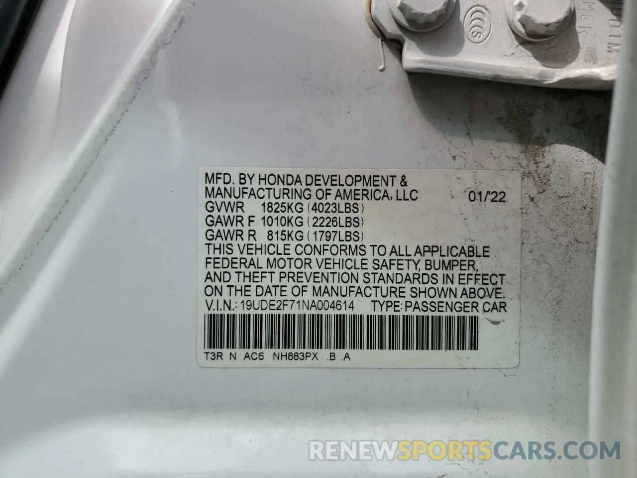 12 Photograph of a damaged car 19UDE2F71NA004614 ACURA ILX 2022