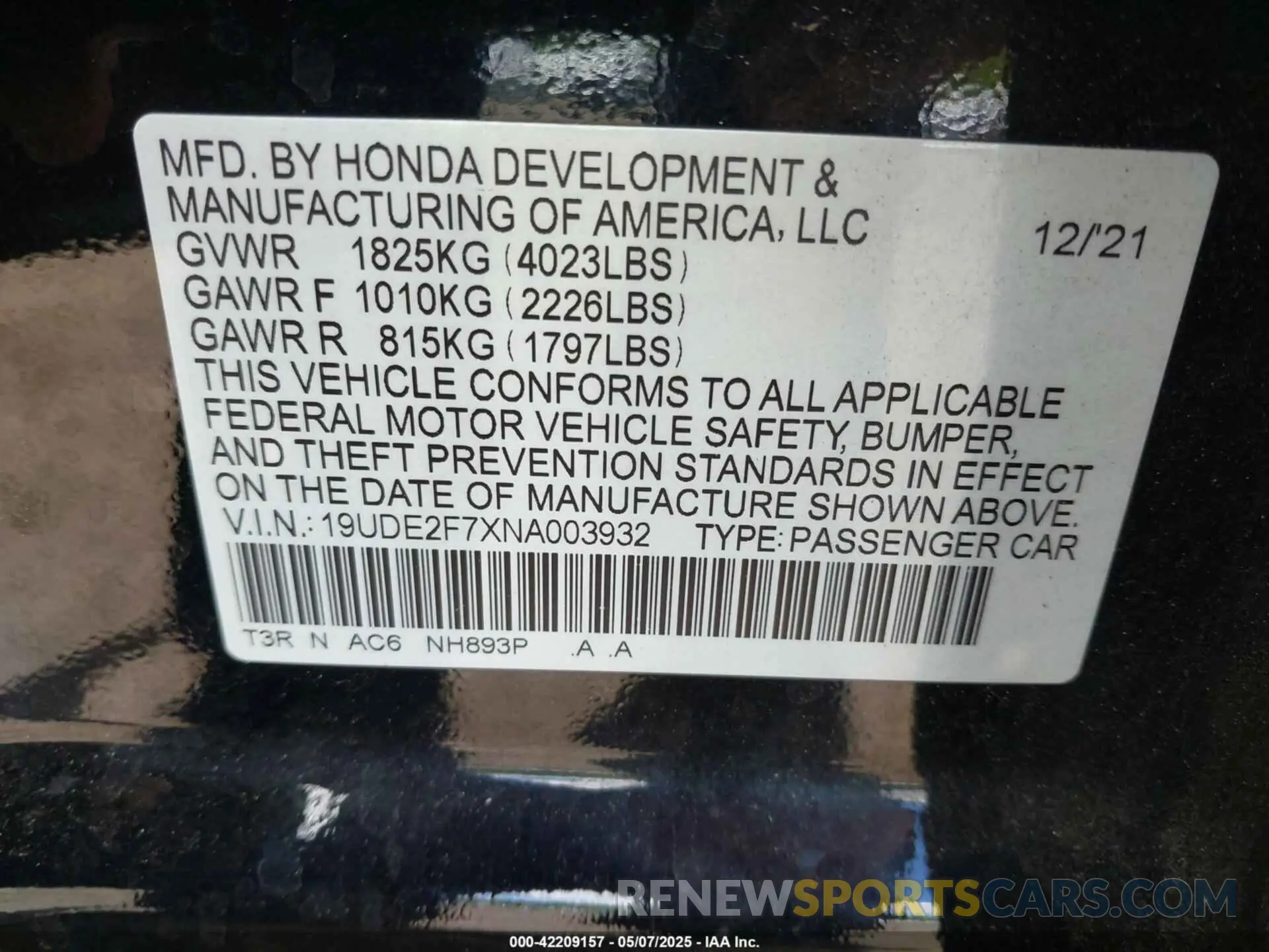 9 Photograph of a damaged car 19UDE2F7XNA003932 ACURA ILX 2022