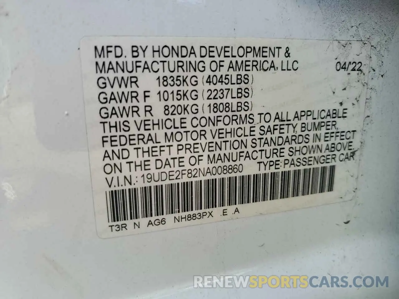 12 Photograph of a damaged car 19UDE2F82NA008860 ACURA ILX 2022