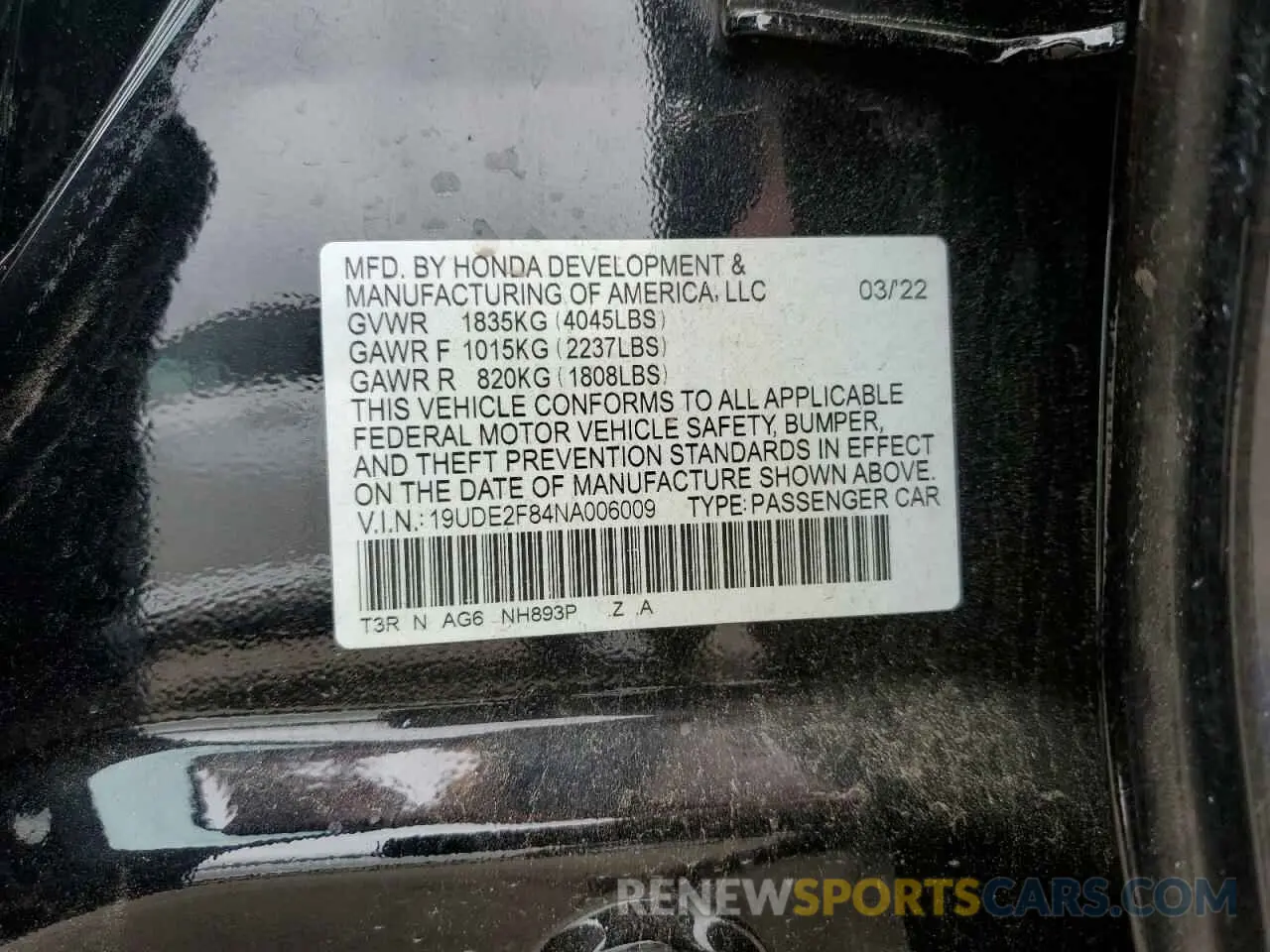 12 Photograph of a damaged car 19UDE2F84NA006009 ACURA ILX 2022