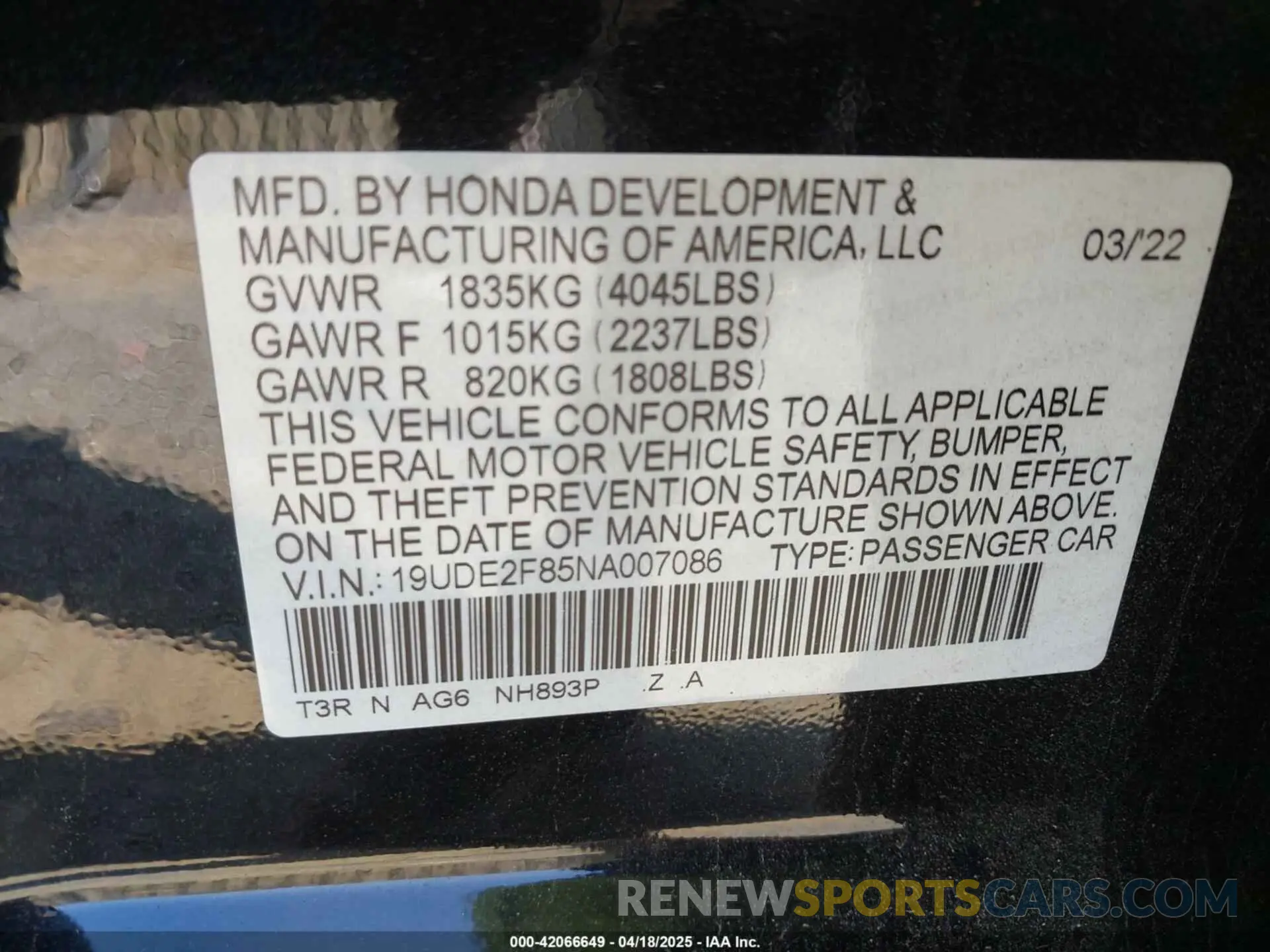 9 Photograph of a damaged car 19UDE2F85NA007086 ACURA ILX 2022