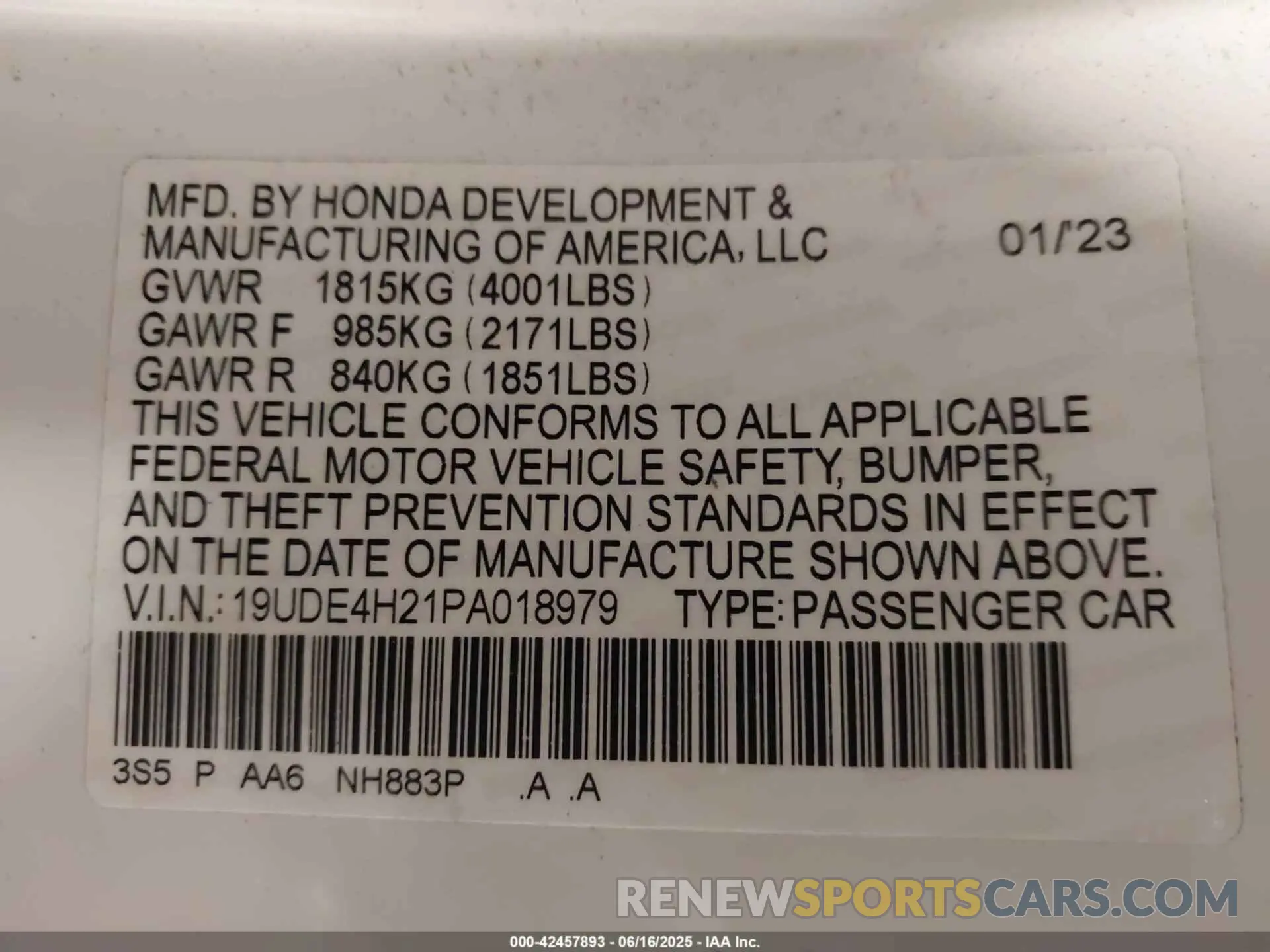 9 Photograph of a damaged car 19UDE4H21PA018979 ACURA INTEGRA 2023
