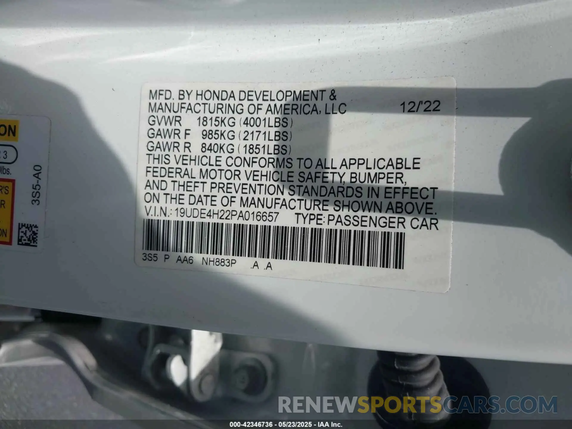9 Photograph of a damaged car 19UDE4H22PA016657 ACURA INTEGRA 2023