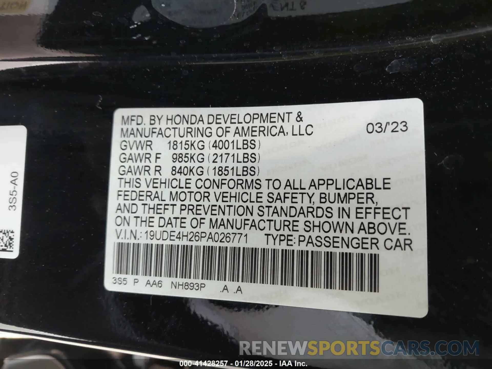 9 Photograph of a damaged car 19UDE4H26PA026771 ACURA INTEGRA 2023