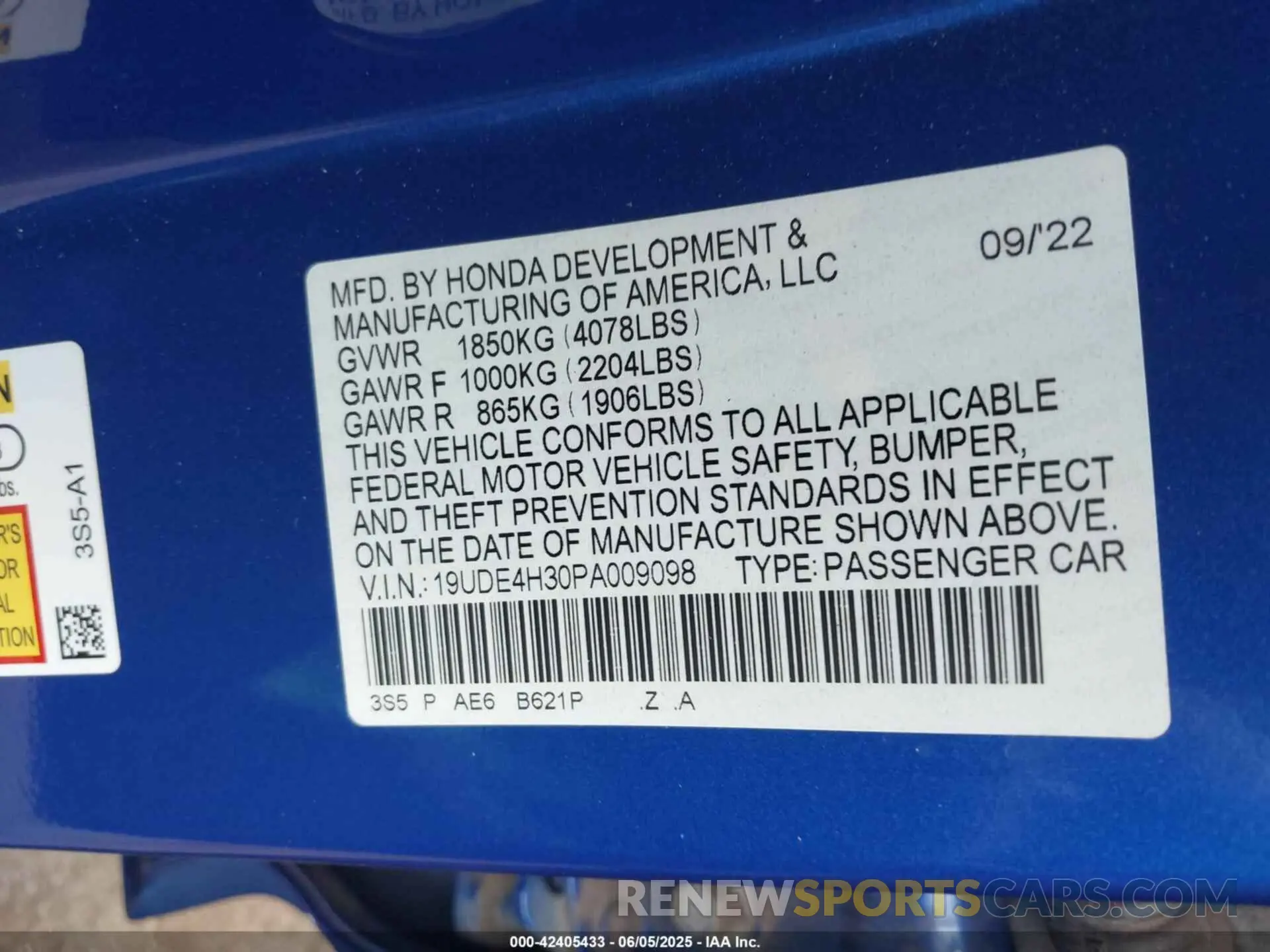 9 Photograph of a damaged car 19UDE4H30PA009098 ACURA INTEGRA 2023