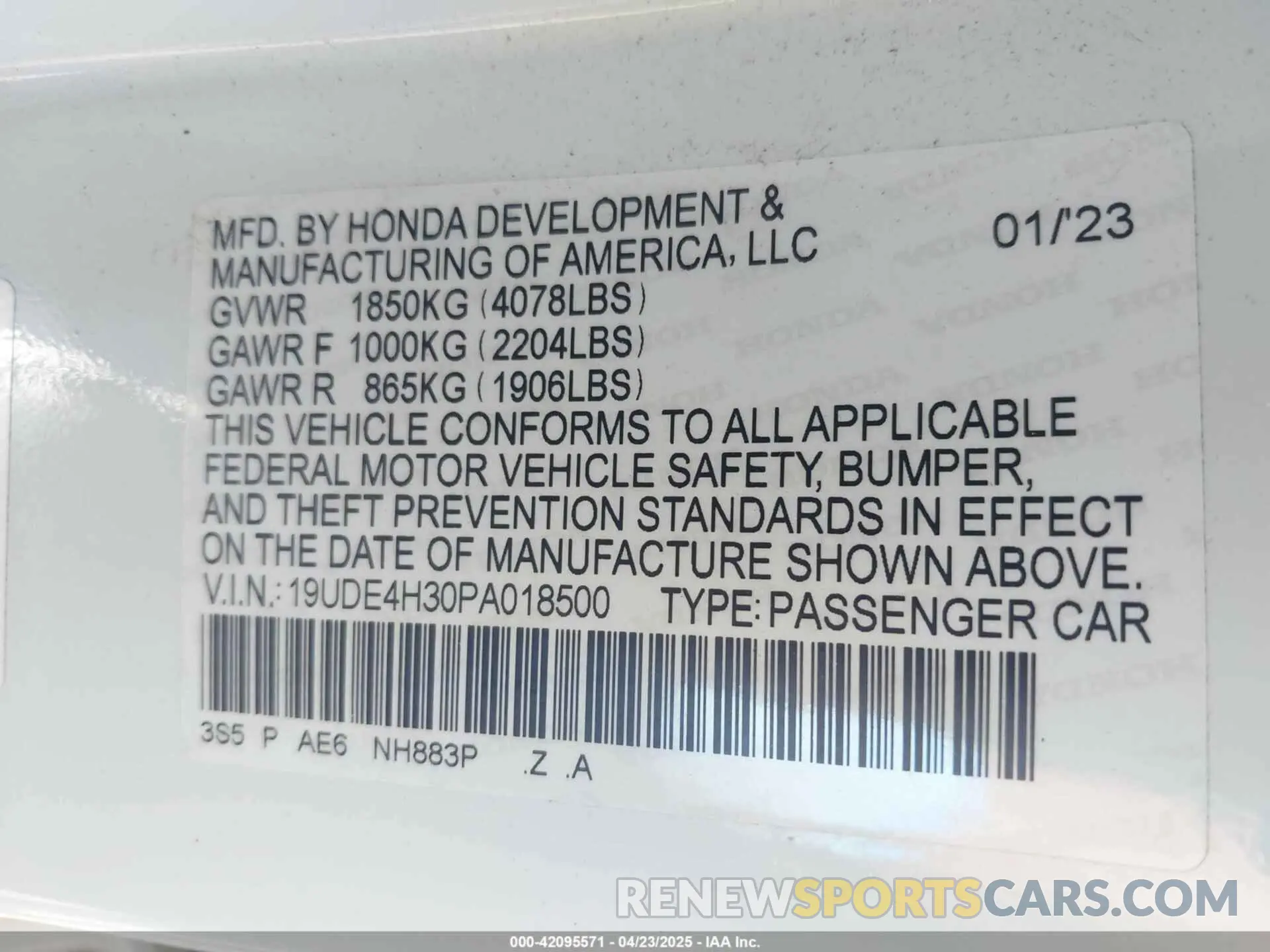 9 Photograph of a damaged car 19UDE4H30PA018500 ACURA INTEGRA 2023