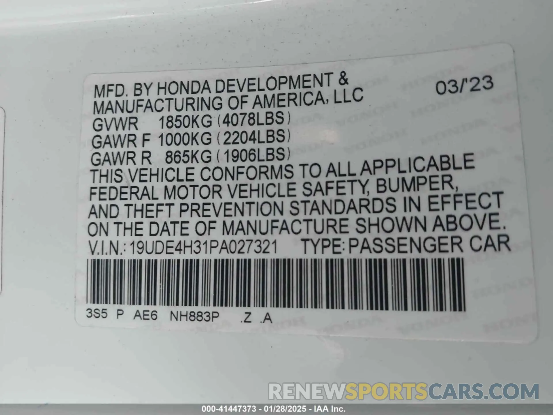 9 Photograph of a damaged car 19UDE4H31PA027321 ACURA INTEGRA 2023