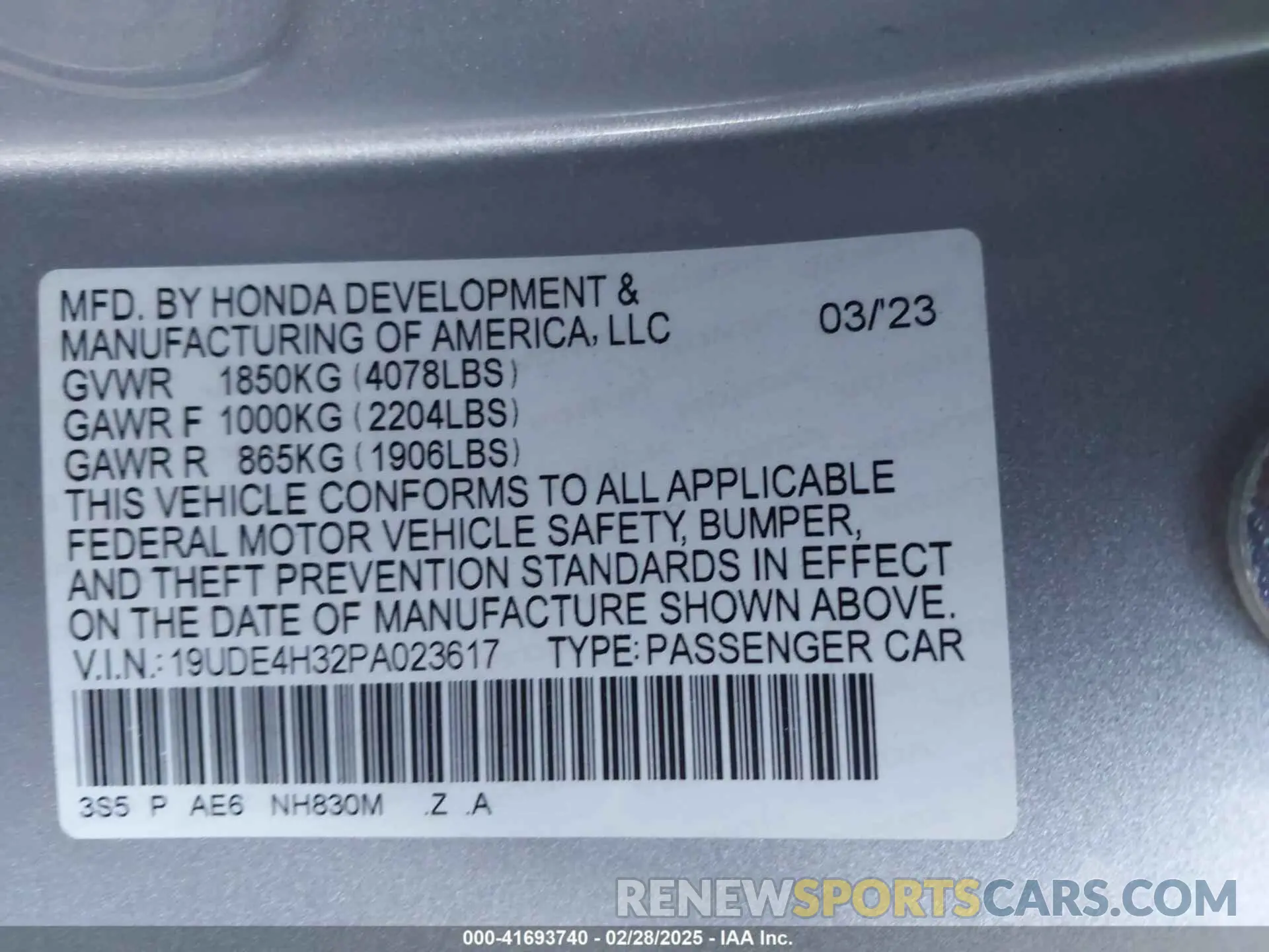 9 Photograph of a damaged car 19UDE4H32PA023617 ACURA INTEGRA 2023