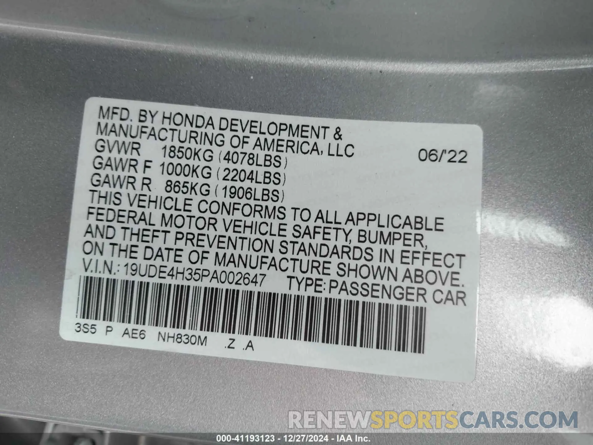 9 Photograph of a damaged car 19UDE4H35PA002647 ACURA INTEGRA 2023