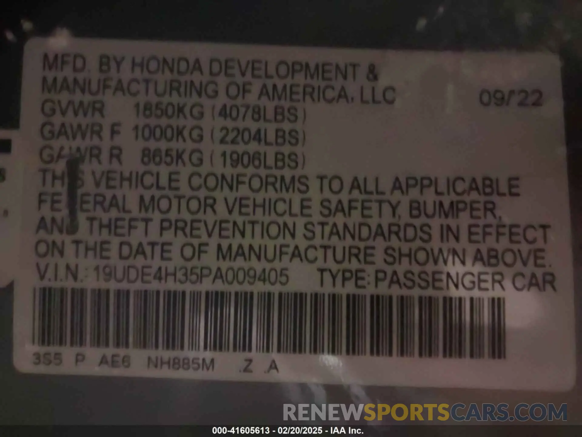 9 Photograph of a damaged car 19UDE4H35PA009405 ACURA INTEGRA 2023