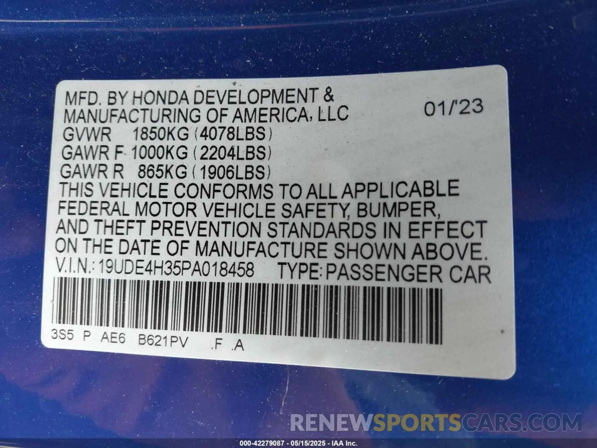 9 Photograph of a damaged car 19UDE4H35PA018458 ACURA INTEGRA 2023