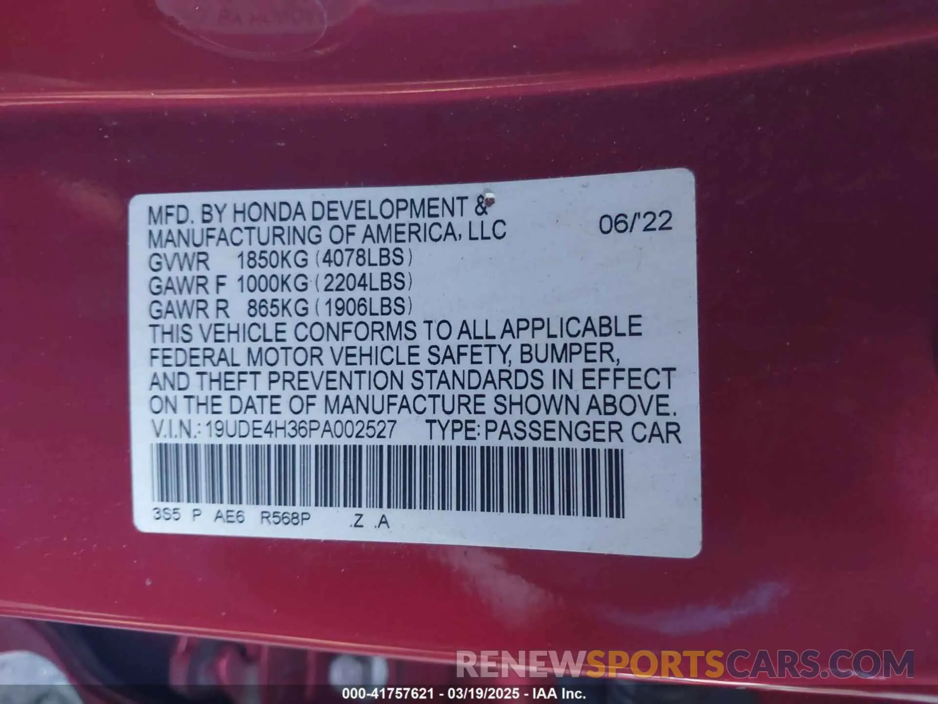 9 Photograph of a damaged car 19UDE4H36PA002527 ACURA INTEGRA 2023